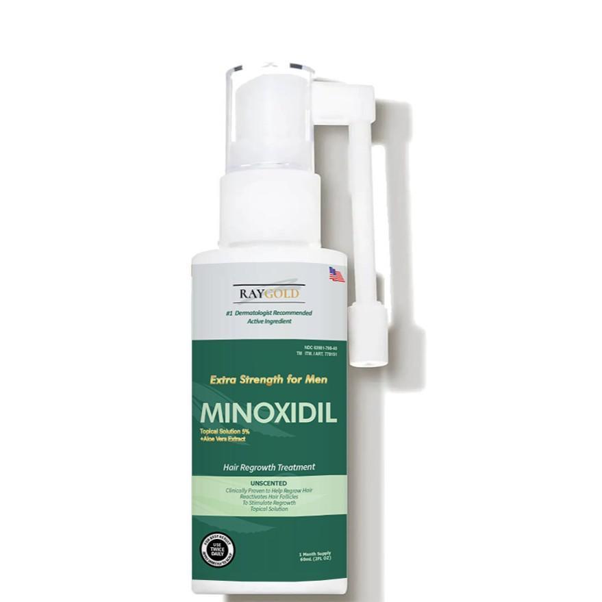 Minoxidil 5% Penumbuh Rambut & Brewok With Aloe Vera For Men Made In Usa - Raygold - Minox Minoksidi