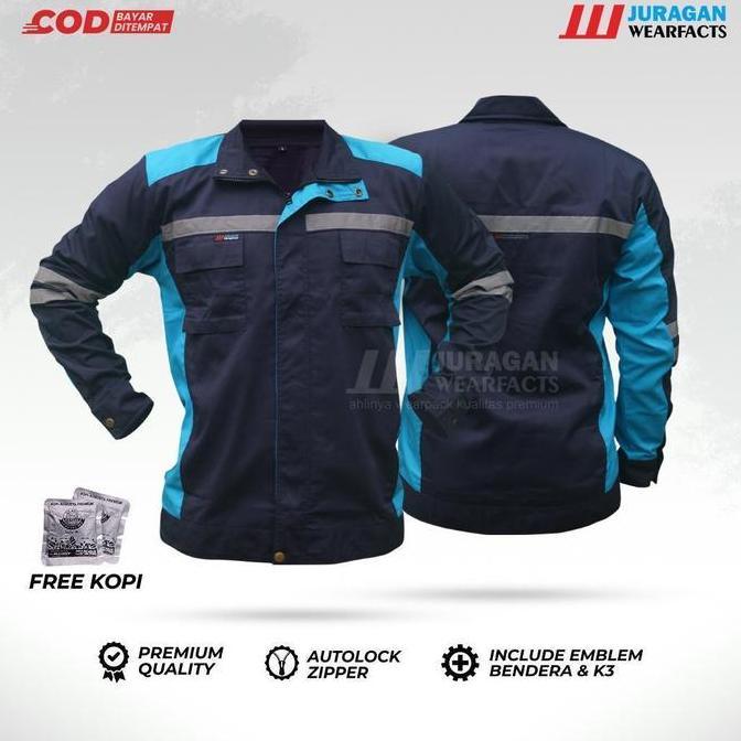 Suhartatishop - [COD] Wearpack Safety baju seragam lapangan proyek tambang Model Semi Jaket Atasan b