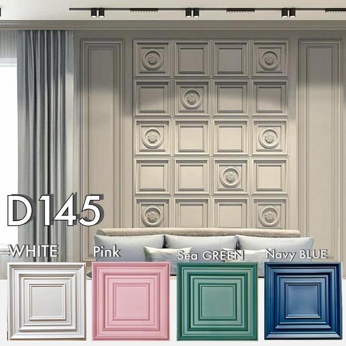 3D Wallpanel Wall Panel Pvc. Bukan Wallpaper, Sticker, Foam D145 White Green Kotak Pink Kamar Plasti
