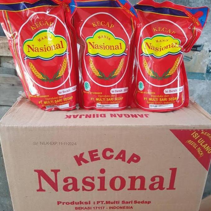 Kecap Manis Nasional Refill 520ml 1 dus / karton HT