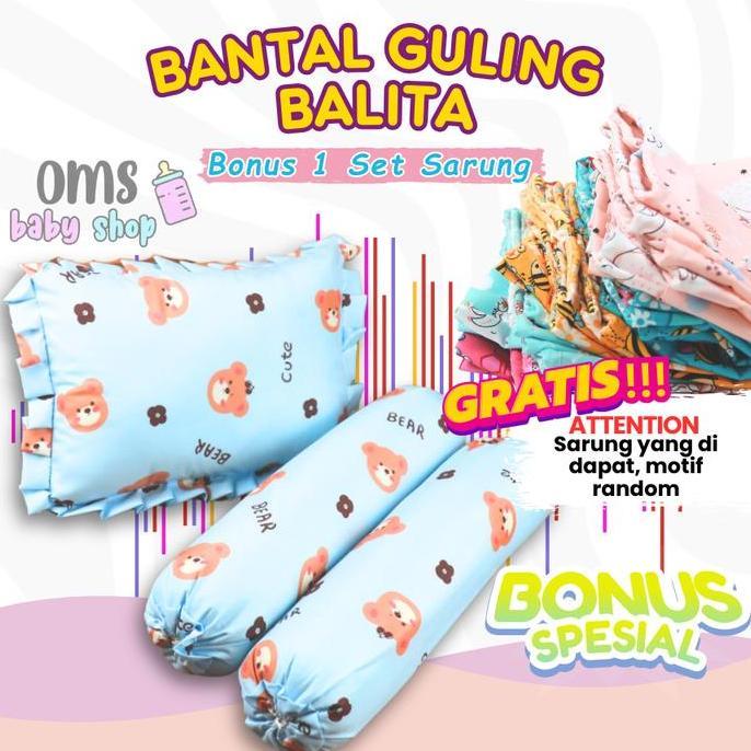 Promo Free 1 Set Sarung Bantal Guling / Bantal Guling Anak Balita Jumbo Set Free 1 Set Sarung Bantal