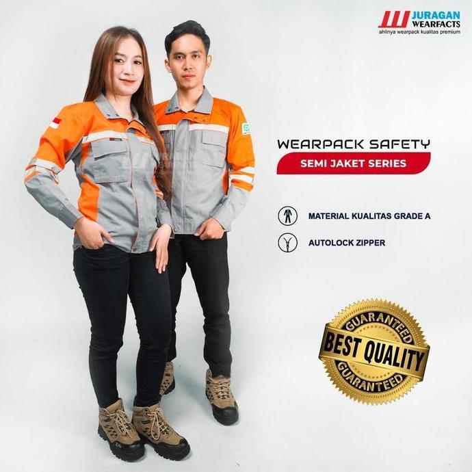 Suhartatishop - [COD] Wearpack safety baju seragam kerja Atasan panjang Pria Wanita Model Semi Jaket