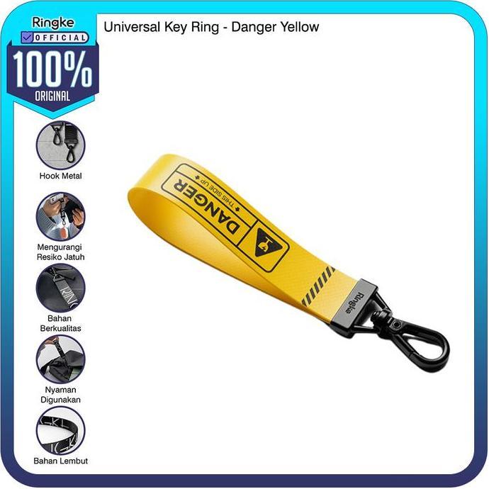 Ringke Key Ring Compatible For Universal Danger Yellow Kuning Kantong Casing Tempat Airpods Pro Earp