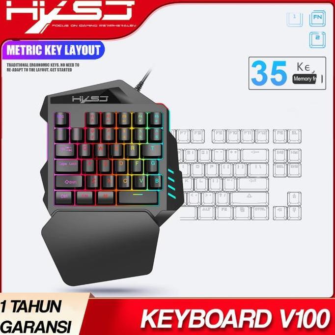 NEW HXSJ V100 One Handed Game Mechanical Keyboard Half Gaming Keyboard RGB Light Lampu Computer Komp