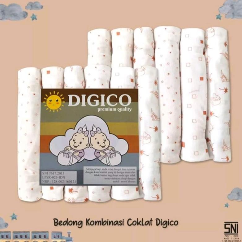 NEW PRODUCT ( 6 PCS )BEDONG BAYI PREMIUM PUTIH FULLPRINT MEREK DIGICO UKURAN 90 X 110CM
