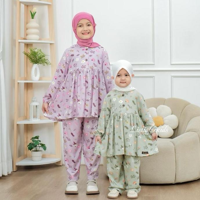 NEW ONE SET ANAK PEREMPUAN CALISTA - SETELAN CELANA ANAK PEREMPUAN 0-10 TAHUN BAHAN RAYON MOTIF PREM