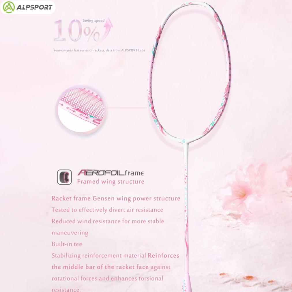 NEW ALPSPORT New Cherry Badminton Racket 100% Serat Karbon Penuh Desain Asli Model Dewi Desain Asli 