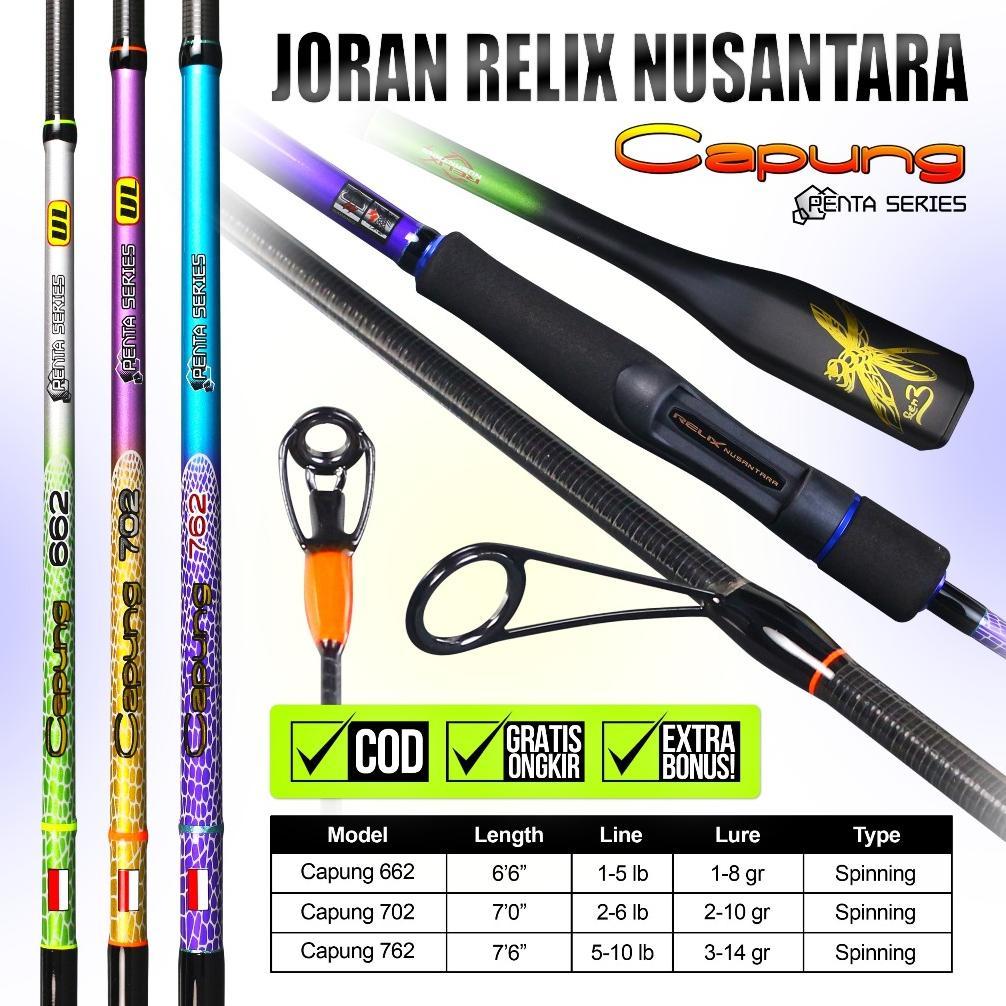EXTRA BONUS Joran Relix Nusantara CAPUNG GEN 2  dan Gen 3 Spinning dan BC ( BaitCasting ) | Joran UL