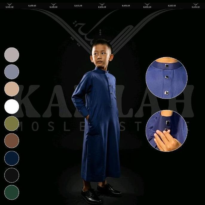 NEW KAFILAH MUSLIM GAMIS ANAK REMAJA PRIA POLOS USIA 10-15 TAHUN LENGAN PANJANG MANSET KANCING SNAP 