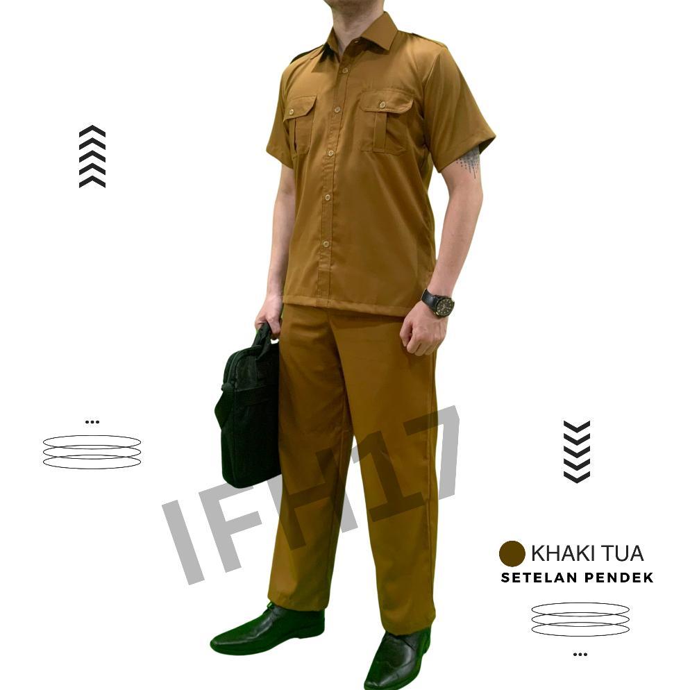 Tahan Lama Seragam Pdh Pemda Khaki Pria , Baju Dinas Pria Lengan Pendek, Seragam Asn Pendek, Baju Pe