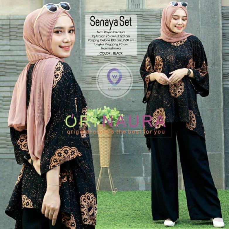 original setelan jumbo senaya set waka waka motif bunga ori naura size jumbo busui resleting rayon t