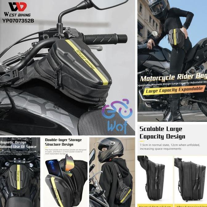 WEST BIKING 352 Tas Magnet Selempang Pinggang Dada Kaki Tangki Sepeda Motor Multifungsi Motorcycle H