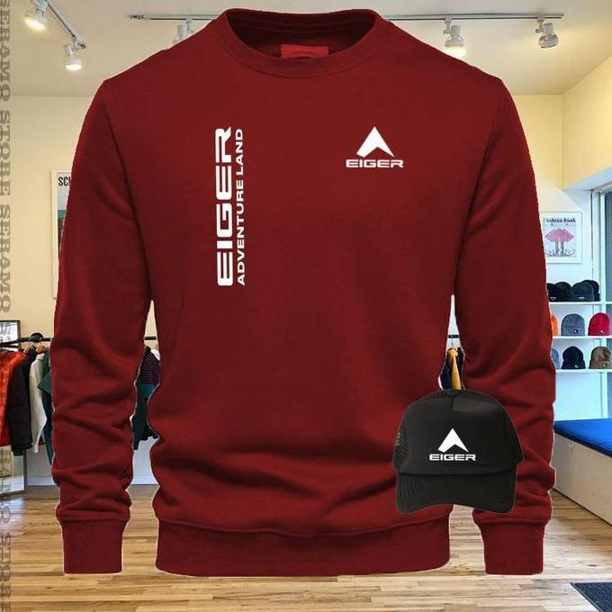 GRATIS TOPI - SWEATER CREWNECK 2093 KIRKA PUTIH SIMPLE KATUN PLACE SWEATER PRIA WANITA NYAMAN DAN TE