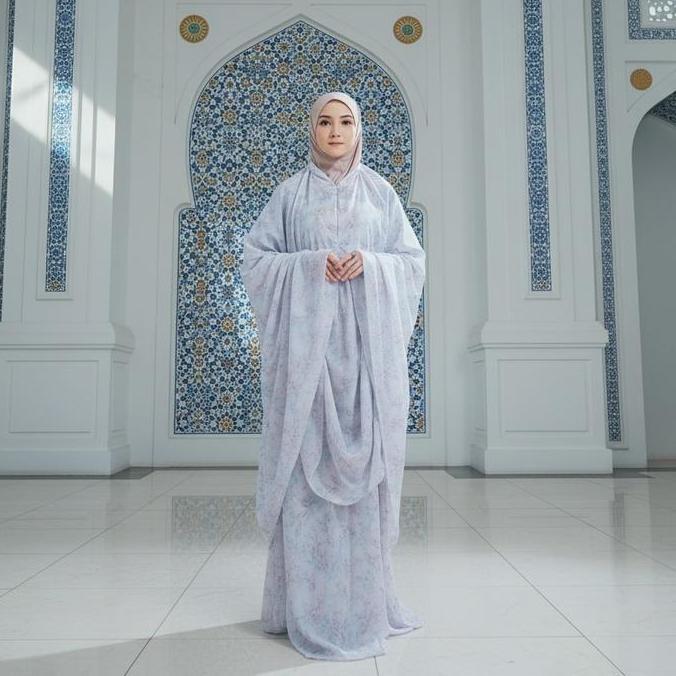 Sayshe Mukena Royal Parasut Korea Premium Soft Blue Series Aira Mukena Traveling Ringan, Praktis & A