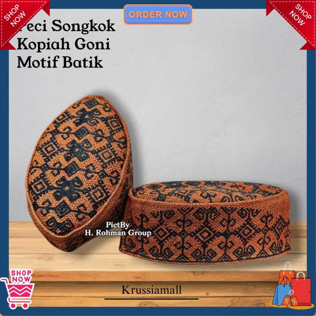Peci Songkok Goni Motif Batik Warna Natural Original Langsung Diproses