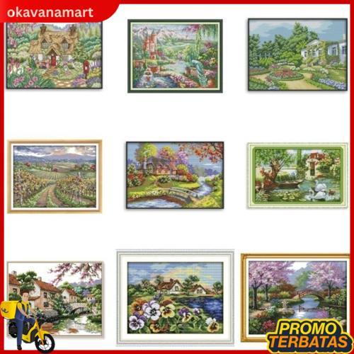 Kristik Pemandangan Indah Set Embroidery Craft Set Complete - Kerajinan Menyulam Set Lengkap Kristik