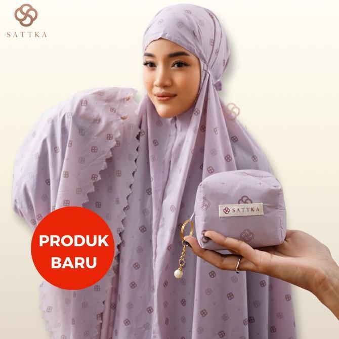 Grosir Mukena Mini Travel Monogram Sattka Parasut Korea Premium - Free Pouch & Sajadah Muka, Sekecil