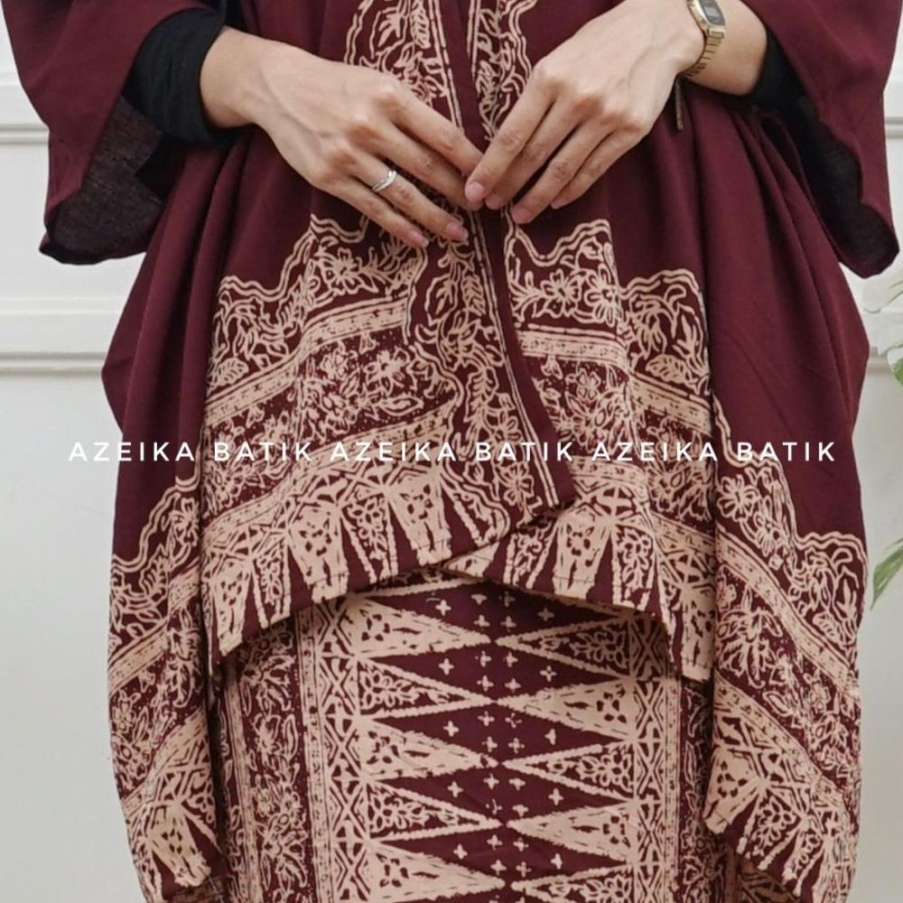 DISKON CARDIGAN BATIK WANITA ONE SET ROK LILIT BAJU KONDANGAN KEKINIAN OUTER BATIK KIMONO SET KEBAYA