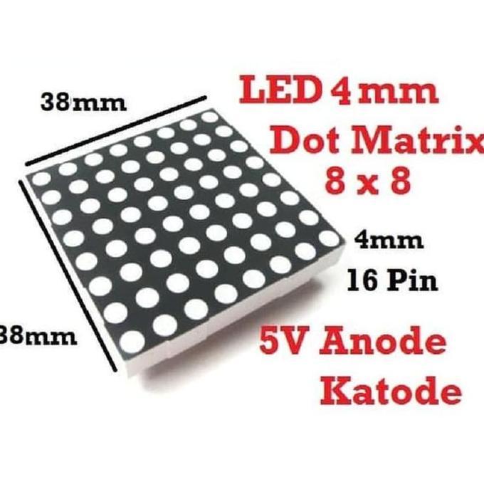 Led Dot Matrix Merah 8X8 (38Mmx38Mm) Led Display Dot Matrix 8X8 Red