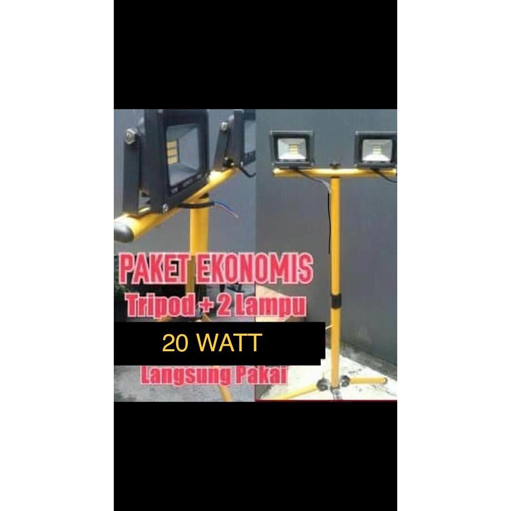 Ready Tripod + lampu sorot led 20 watt / paket tripod lampu sorot led 20w