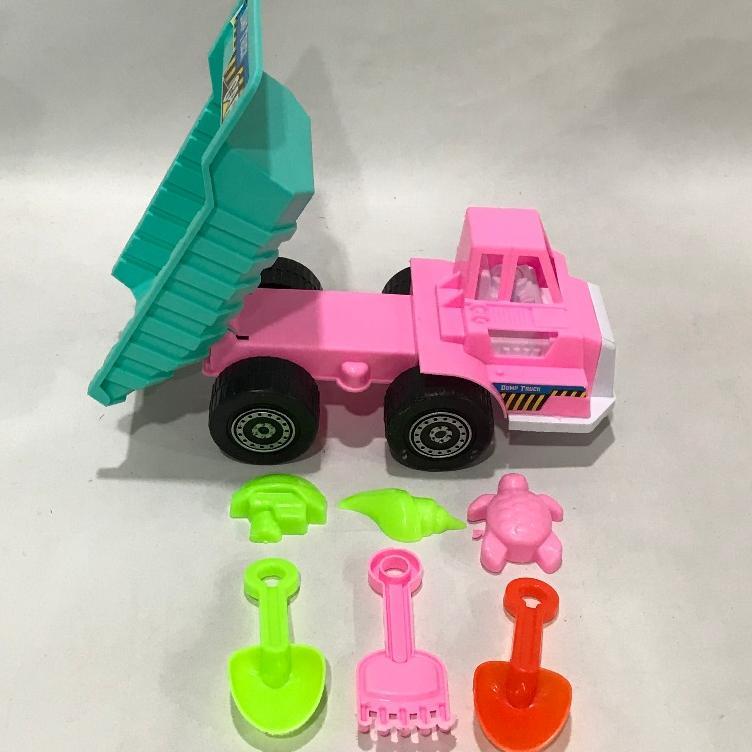 EXCLUSIVE MAINAN ANAK MOBIL DUMP TRUCK PASIR PANTAI + CETAKAN + SEKOP [AK35] - MAINAN MOBIL TRUK KON