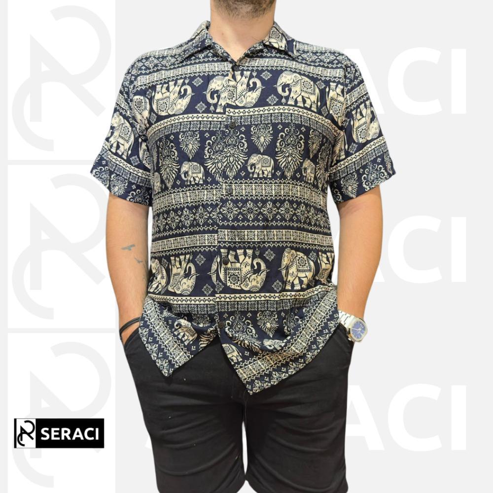 HOT SALE SERACI - one set atasan kemeja pria dan wanita setelan celana pendek hawaii daily outfit pa