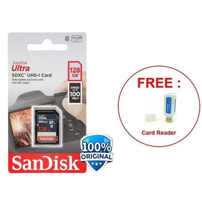 Sandisk SD Ultra - Memory Card Kamera 128GB 100MBS - Canon Nikon Sony