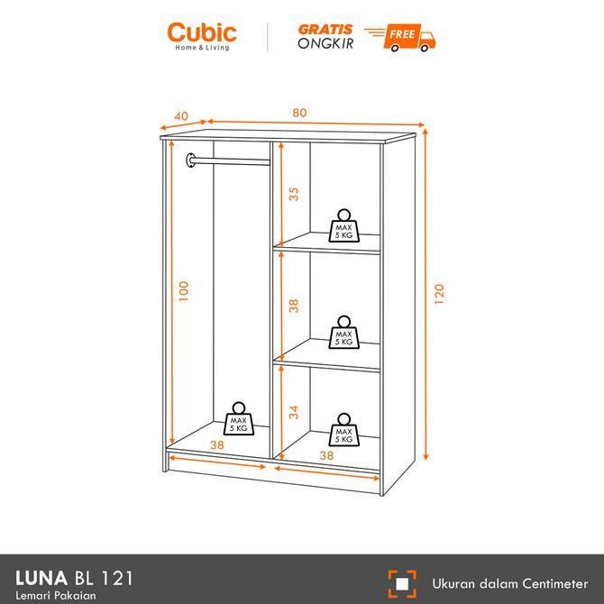 Cubic Lemari Pakaian Bergambar / Lemari Kecil 2 Pintu Minimalis / LUNA BL 121
