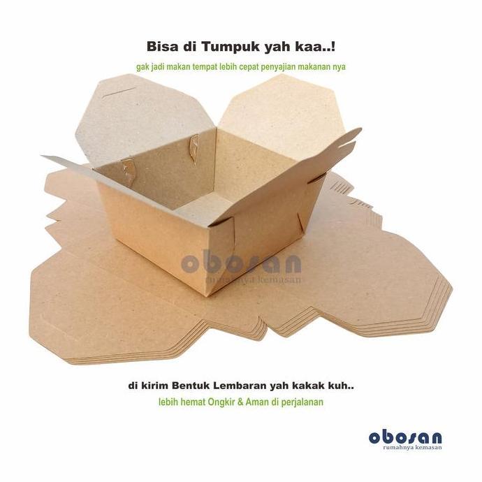 Food Pail Size S M L ( Isi 50 Pcs )  Paper Lunch Laminasi Murah Nasi Box Tebal Ayam Berkualitas