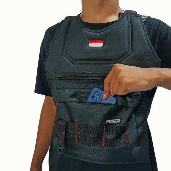 Tas Dada Rompi Motor Touring multifungsi kantong depan dobel besar pelindung dada serbaguna saku dep