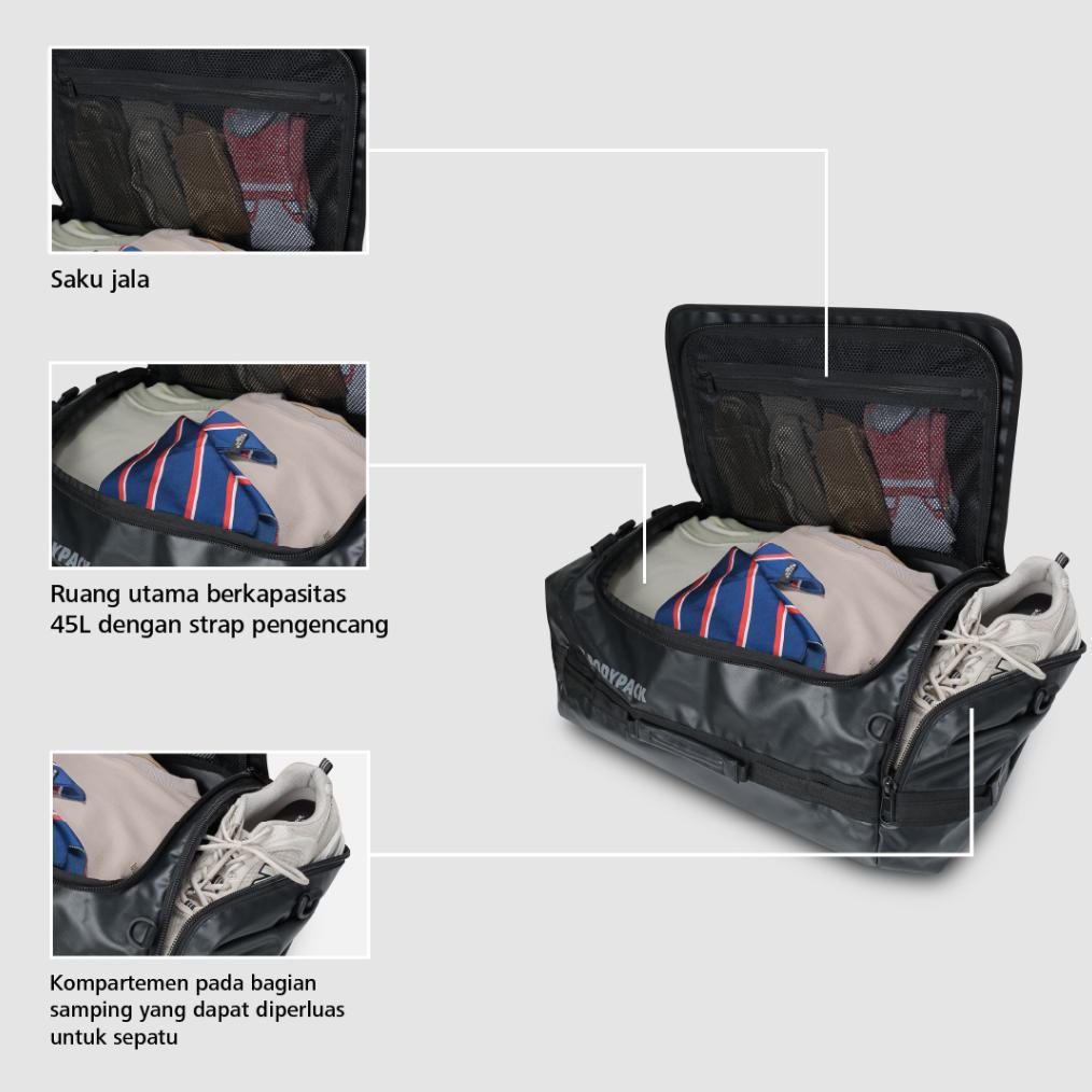 CUCI GUDANG BODYPACK COBALT 1.0 REGULAR DUFFLE TAS RANSEL JINJING GYM TRAVEL ROADTRIP DURABLE TAHAN 