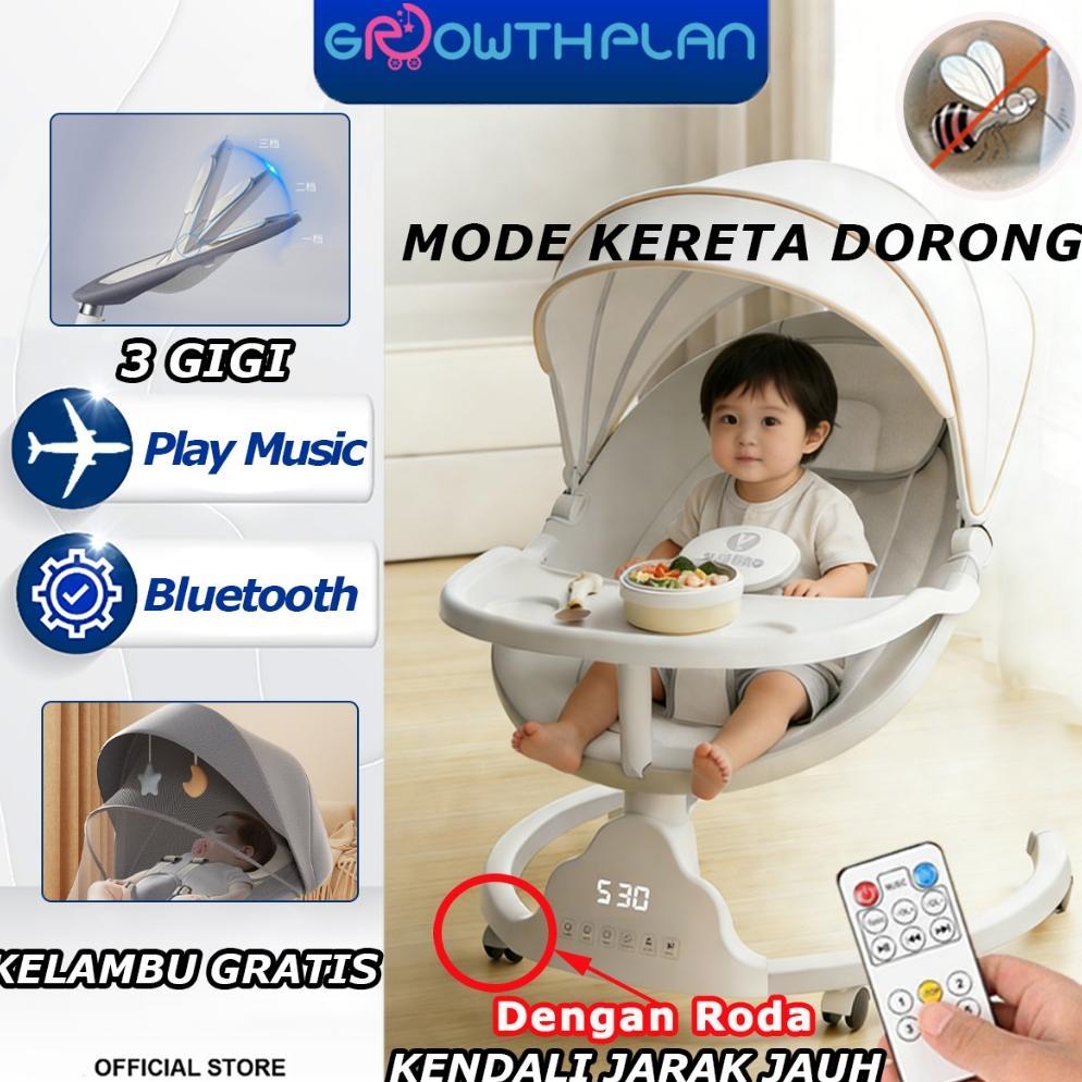 TERBARU 2026!!! Baby Bouncer Pintar Ayunan Bayi 6 in 1 Kursi Makan & Mainan Remote Control 0-48 Bula