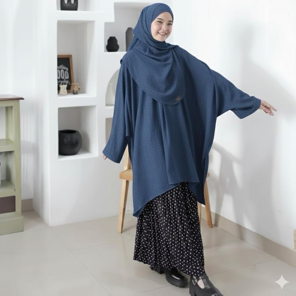 New Deals Delisha Kaftan Tunik | Tunik Wanita Terbaru Bahan Crincle Airplow Premium Size L,Xl,Xxl Ju