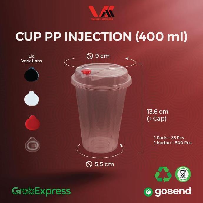deri_fans - [ 500 pcs ] cup injection 400ml - gelas plastik boba 14oz - wingoh