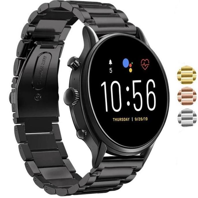 STRAP TALI JAM STAINLESS STEEL FOR FOSSIL SMARTWATCH GEN 4 5 22MM
