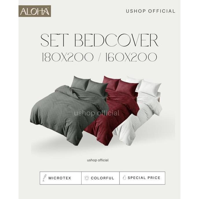HARGA DISC - ALOHA Bedcover + Sprei POLOS King Queen 180 160 - Ushop