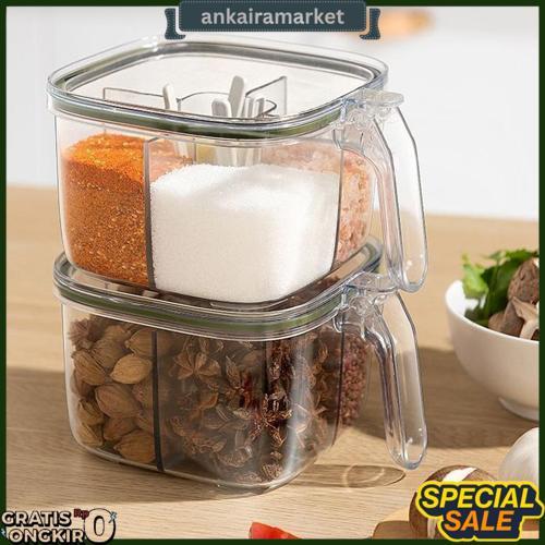 Tempat Bumbu Dapur Set 5 In 1 Free Sendok Aesthetic Wadah Toples Bumbu Dapur 5 Sekat Tempat Kotak Pe