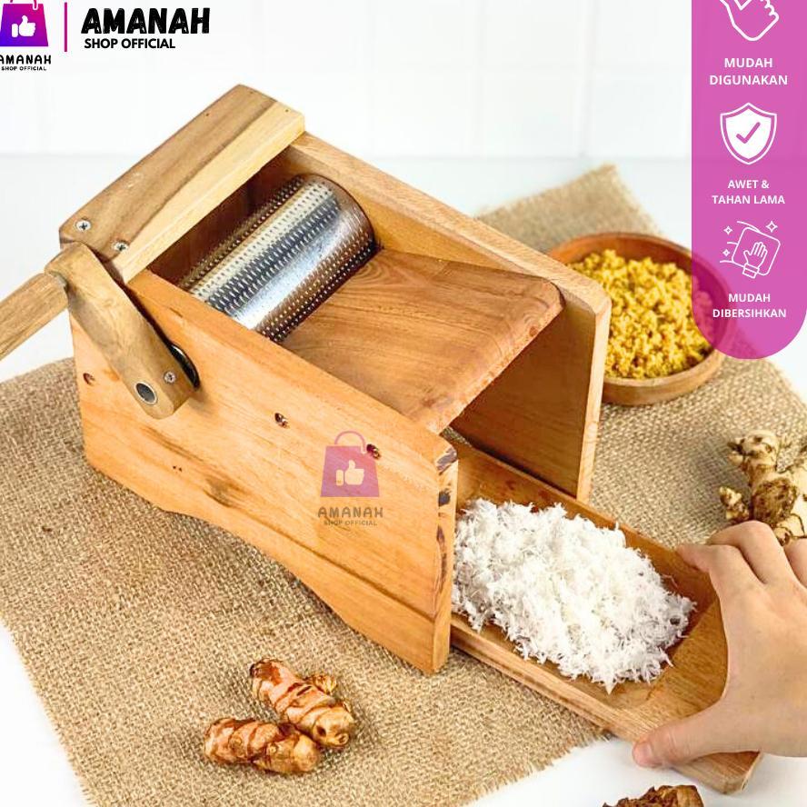 Parutan Kelapa Manual Serbaguna Bahan Kayu Roll Stainless Steel | Mesin Parut Kelapa Multifungsi