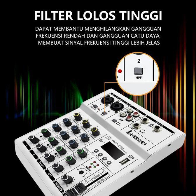 Grosir Luxsona Profesional Mixer 4 Channel+2 Mic Uhf/99Dsp Mixer Audio/ 6 Channel Mini Mixer Premium