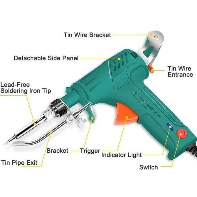 Promo Januel Set Solder Listrik Tembak Tin Gun Handheld 60W 5In1 Solder Listrik Solder Besi Pegangan