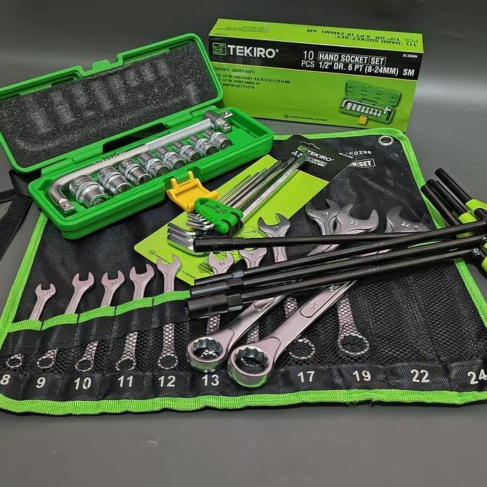 Murah Tekiro Paket Bengkel Kunci Ring Pas 11 Pcs 8-24Mm / Kunci Shock 10 Pcs 8-24Mm / Kunci L Tekiro