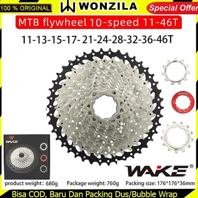 WAKE SPROCKET 10 SPEED 11 - 46T SILVER GEAR CASSETTE SEPEDA MTB FORSALE