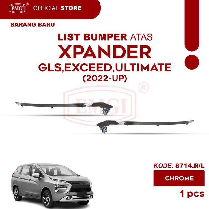 EMGI - LIST LIS BUMPER DEPAN ATAS XPANDER FACELIFT GLS, EXCEED, ULTIMATE 2022 2023 2024 2025 CHROME 