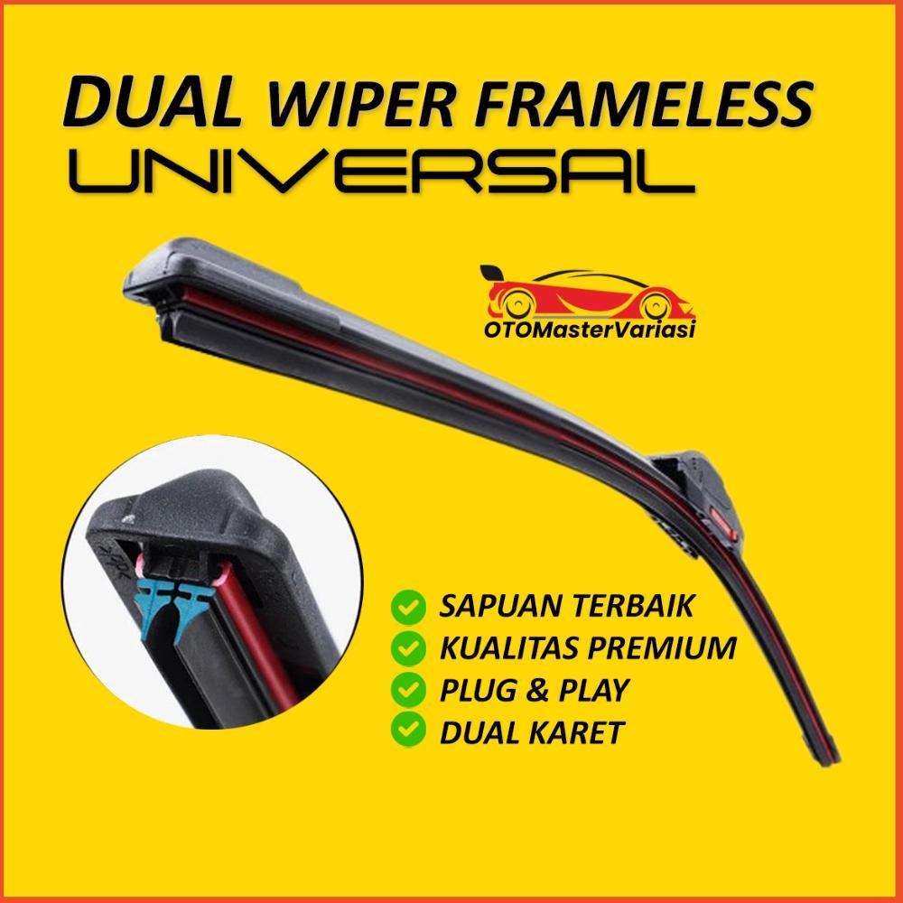 Wiper Frameless Dual Blade Universal Model Karet Ganda Untuk Semua Jenis Mobil Dual Wiper Blade