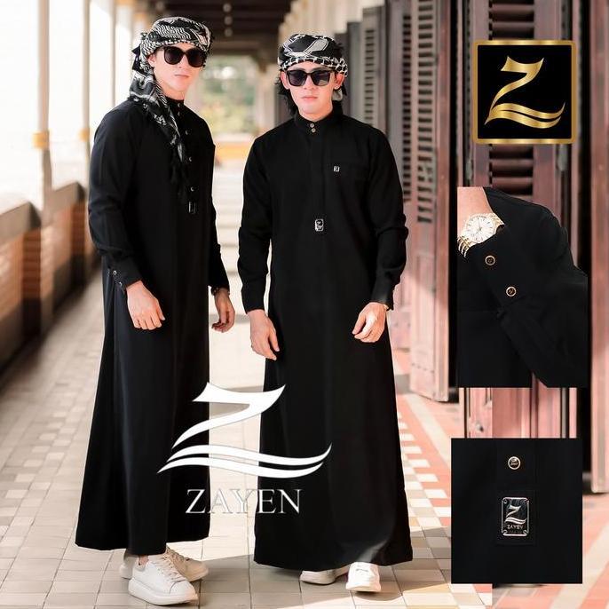 Jubah Slimfit Zayen Gamis Jubah Pria Muslim Jubah Gamis Pria Busana Muslim Jubah Hitam Kancing Manse