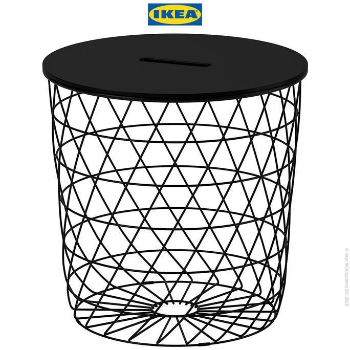 IKEA KVISTBRO Meja Penyimpanan Samping Sofa Hitam Minimalis 44cm Furniture