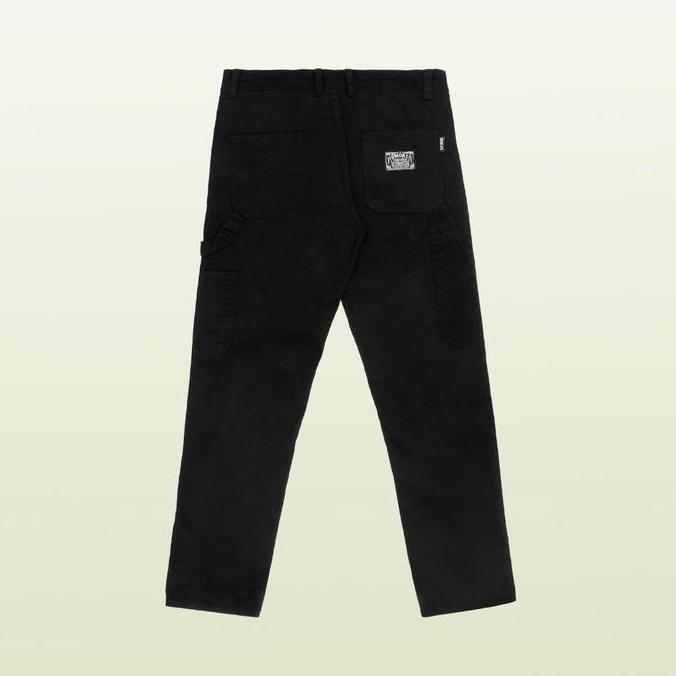 Smoke Carpenter Pants Slim Hitam - 100% Katun Twill Pria Slimfit Fit Kerja Formal Casual  Celana Pan
