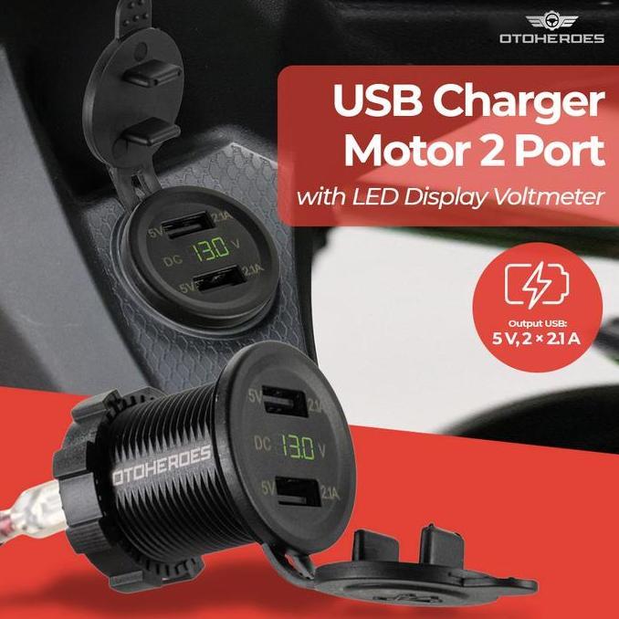 Casan Hp Motor Aksesories USB Charger Disply Voltmeter Nmax Beat Vario