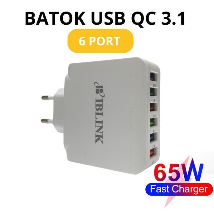 Adaptor Batok Kepala Charger Quick Charging 6 Port 65W /Kepala Batok Quick Charger PD 65W Travel Ada