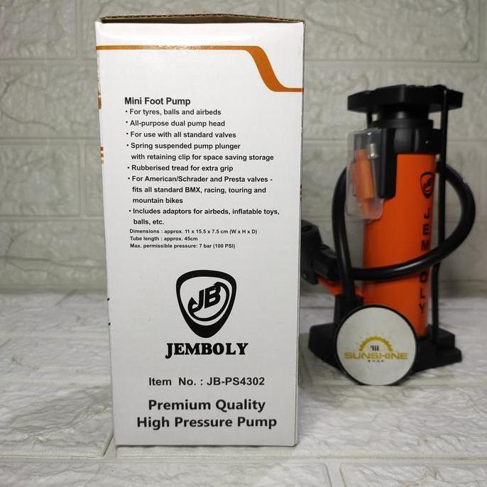 Pompa Injak JEMBOLY JP-PS4302 Untuk Ban Sepeda Dan Motor